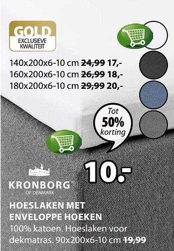 Promoties Hoeslaken met enveloppe hoeken - Kronborg - Geldig van 11/06/2018 tot 24/06/2018 bij Jysk