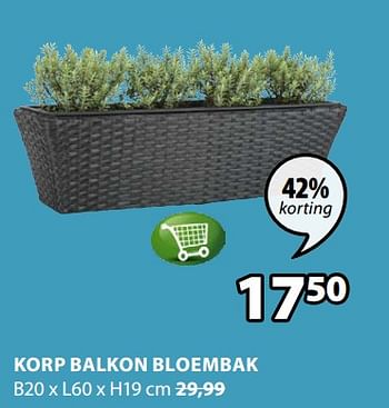 Promoties Korp balkon bloembak - Huismerk - Jysk - Geldig van 11/06/2018 tot 24/06/2018 bij Jysk
