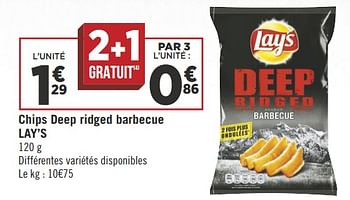 Promotions Chips deep ridged barbecue lay`s - Lay's - Valide de 12/06/2018 à 24/06/2018 chez Géant Casino
