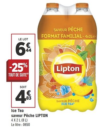 Promoties Ice tea saveur pêche lipton - Lipton - Geldig van 12/06/2018 tot 24/06/2018 bij Géant Casino