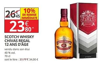 Promotions Scotch whisky chivas regal 12 ans d`âge - Chivas Regal - Valide de 13/06/2018 à 24/06/2018 chez Auchan Ronq