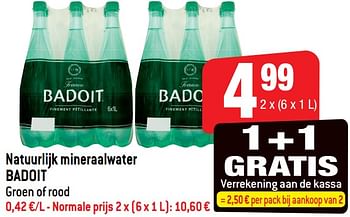 Promoties Natuurlijk mineraalwater badoit groen of rood - Badoit - Geldig van 20/06/2018 tot 25/06/2018 bij Smatch
