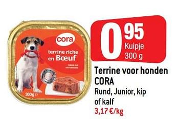 Promoties Terrine voor honden cora rund, junior, kip - Huismerk - Smatch - Geldig van 20/06/2018 tot 25/06/2018 bij Smatch