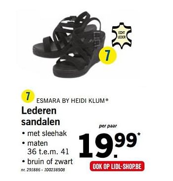 Promoties Lederen sandalen - Esmara by Heidi Klum - Geldig van 18/06/2018 tot 23/06/2018 bij Lidl