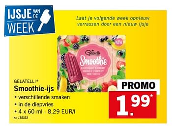 Promoties Smoothie-ijs - Gelatelli - Geldig van 18/06/2018 tot 23/06/2018 bij Lidl