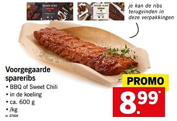 Promoties Voorgegaarde spareribs - Huismerk - Lidl - Geldig van 18/06/2018 tot 23/06/2018 bij Lidl
