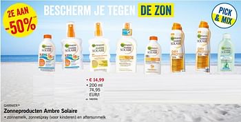Promoties Zonneproducten ambre solaire - Garnier - Geldig van 18/06/2018 tot 23/06/2018 bij Lidl