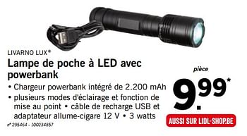 Promotion Lidl Lampe De Poche A Led Avec Powerbank Livarno Lux Eclairage Valide Jusqua 4 Promobutler