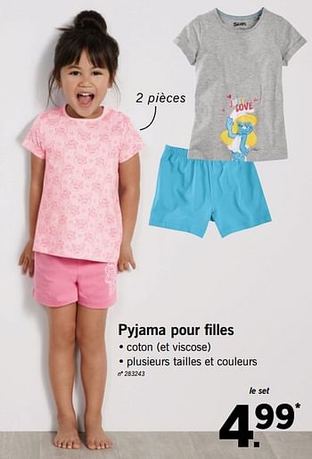 Promoties Pyjama pour filles - Huismerk - Lidl - Geldig van 18/06/2018 tot 23/06/2018 bij Lidl
