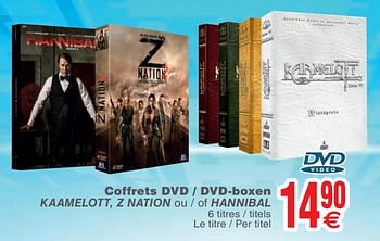 Promotions Coffrets dvd - dvd-boxen kaamelott, z nation ou - of hannibal - Produit maison - Cora - Valide de 19/06/2018 à 02/07/2018 chez Cora