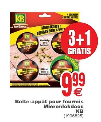 Promoties Boîte-appât pour fourmis mierenlokdoos kb - KB - Geldig van 19/06/2018 tot 02/07/2018 bij Cora