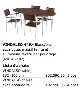 Promotions Ensembles table et chaises pour 4 personnes vindalso - Produit maison - Ikea - Valide de 01/06/2018 à 30/09/2018 chez Ikea
