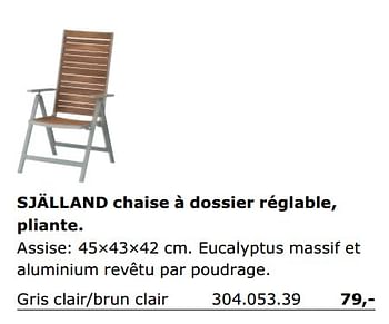 Promotions Sjalland chaise à dossier réglable, pliante - Produit maison - Ikea - Valide de 01/06/2018 à 30/09/2018 chez Ikea