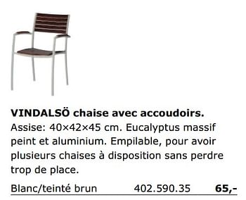 Promoties Vindalso chaise avec accoudoirs - Huismerk - Ikea - Geldig van 01/06/2018 tot 30/09/2018 bij Ikea