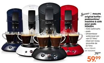Promotions Philips machine à café pour pads hd6554 - Philips - Valide de 13/06/2018 à 22/06/2018 chez Blokker