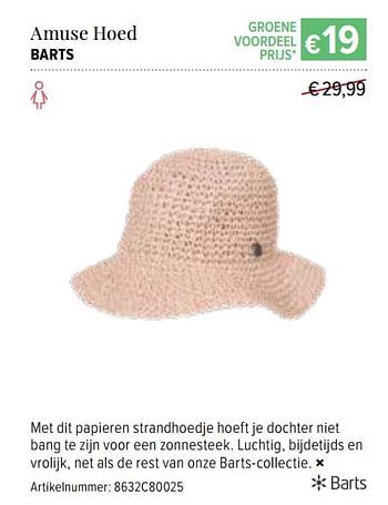 Promoties Amuse hoed barts - Barts - Geldig van 14/06/2018 tot 29/06/2018 bij A.S.Adventure