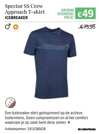 Promoties Spector ss crew approach t-shirt icebreaker - Icebreaker - Geldig van 14/06/2018 tot 29/06/2018 bij A.S.Adventure