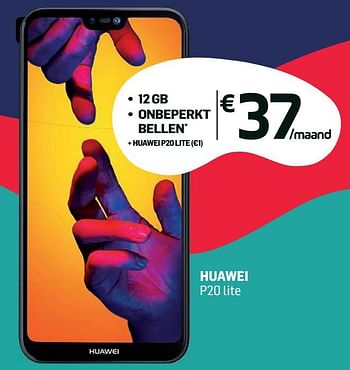 Promoties 12 gb + onbeperkt bellen + huawei p20 lite - Huawei - Geldig van 14/06/2018 tot 03/07/2018 bij Base