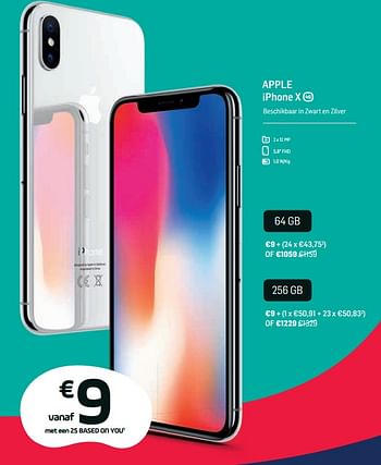 Promoties Apple iphone x 256 gb - Apple - Geldig van 14/06/2018 tot 03/07/2018 bij Base