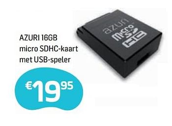 Promoties Azuri 16gb micro sdhc-kaart met usb-speler - Azuri - Geldig van 14/06/2018 tot 03/07/2018 bij Base