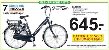 Promoties Elektrische fiets carcedo - Green-Team - Geldig van 18/06/2018 tot 07/07/2018 bij Van Cranenbroek