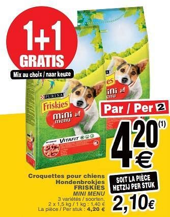 Promoties Croquettes pour chiens hondenbrokjes friskies purina - Purina - Geldig van 19/06/2018 tot 25/06/2018 bij Cora