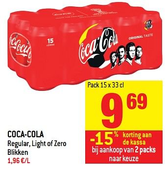 Promoties Coca-cola regular, light of zero blikken - Coca Cola - Geldig van 20/06/2018 tot 25/06/2018 bij Match