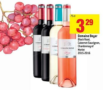 Promoties Domaine boyar black rosé, cabernet sauvignon, chardonnay of merlot 2015-201 - Rosé wijnen - Geldig van 20/06/2018 tot 10/07/2018 bij Match
