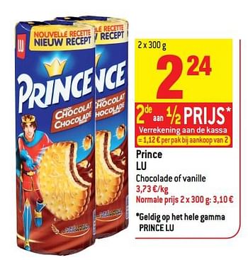 Promoties Prince lu chocolade of vanille - Lu - Geldig van 20/06/2018 tot 25/06/2018 bij Match