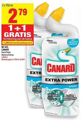 Promoties Wc-gel canard extra power marine of citrus - Canard WC - Geldig van 20/06/2018 tot 25/06/2018 bij Match