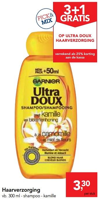 Promoties Haarverzorging shampoo - kamille - Garnier - Geldig van 20/06/2018 tot 03/07/2018 bij Makro