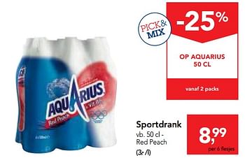 Promoties Sportdrank red peach - Aquarius - Geldig van 20/06/2018 tot 03/07/2018 bij Makro