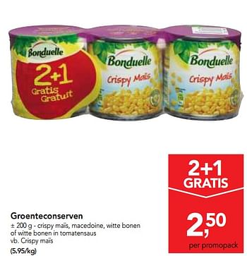 Promotions Groenteconserven crispy maïs, macedoine, witte bonen of witte bonen in tomatensaus - Bonduelle - Valide de 20/06/2018 à 03/07/2018 chez Makro