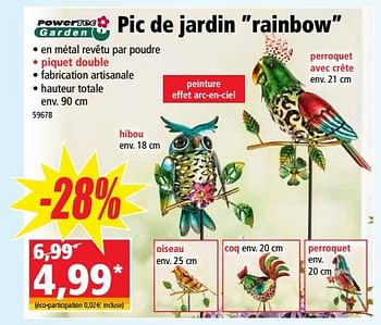 Promoties Pic de jardin rainbow - Powertec Garden - Geldig van 20/06/2018 tot 26/06/2018 bij Norma