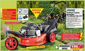 Promoties Tondeuse à gazon thermique eco wheeler trike 410 - Powertec Garden - Geldig van 20/06/2018 tot 26/06/2018 bij Norma