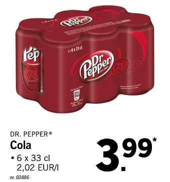 Promoties Cola - Dr. Pepper - Geldig van 25/06/2018 tot 30/06/2018 bij Lidl