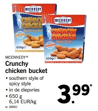 Promoties Crunchy chicken bucket - Mcennedy - Geldig van 25/06/2018 tot 30/06/2018 bij Lidl