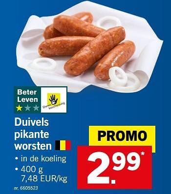 Promotions Duivels pikante worsten - Produit maison - Lidl - Valide de 25/06/2018 à 30/06/2018 chez Lidl