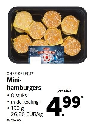 Promoties Mini-hamburgers - Chef select - Geldig van 25/06/2018 tot 30/06/2018 bij Lidl