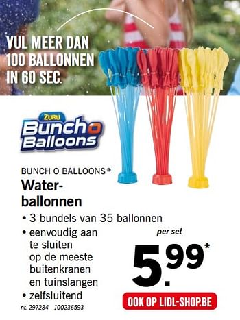 Promoties Waterballonnen - Bunch o Balloons - Geldig van 25/06/2018 tot 30/06/2018 bij Lidl