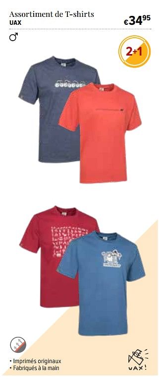 Promotions Assortiment de t-shirts uax - Uax - Valide de 14/06/2018 à 29/06/2018 chez A.S.Adventure