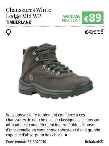 Promotions Chaussures white ledge mid wp timberland - Timberland - Valide de 14/06/2018 à 29/06/2018 chez A.S.Adventure