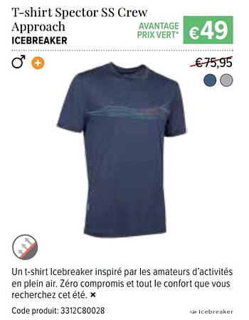 Promotions T-shirt spector ss crew approach icebreaker - Icebreaker - Valide de 14/06/2018 à 29/06/2018 chez A.S.Adventure