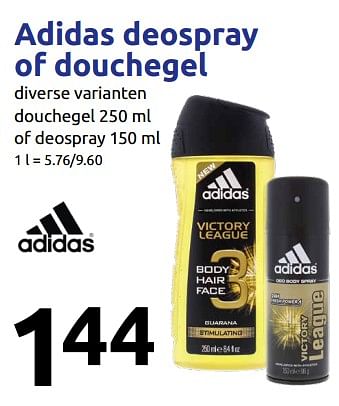 Promoties Adidas deospray of douchegel - Adidas - Geldig van 20/06/2018 tot 26/06/2018 bij Action