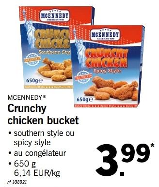 Promoties Crunchy chicken bucket - Mcennedy - Geldig van 25/06/2018 tot 30/06/2018 bij Lidl