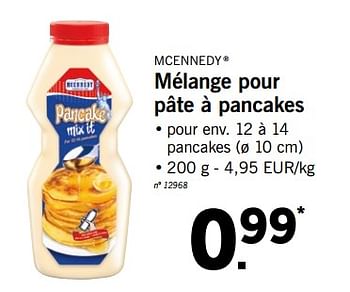 Promoties Mélange pour pâte à pancakes - Mcennedy - Geldig van 25/06/2018 tot 30/06/2018 bij Lidl