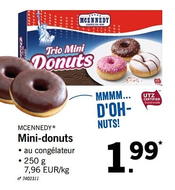 Promoties Mini-donuts - Mcennedy - Geldig van 25/06/2018 tot 30/06/2018 bij Lidl