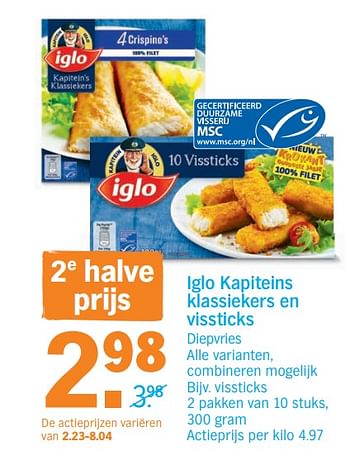 Promoties Vissticks - Iglo - Geldig van 18/06/2018 tot 24/06/2018 bij Albert Heijn