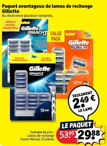 Promotions Lames de rechange fusion manual - Gillette - Valide de 19/06/2018 à 24/06/2018 chez Kruidvat