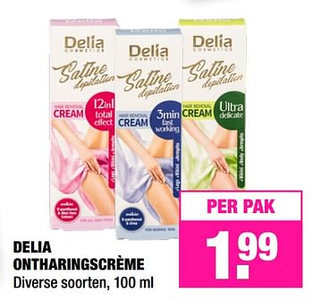 Promoties Delia ontharingscrème - Delia Cosmetics - Geldig van 18/06/2018 tot 01/07/2018 bij Big Bazar